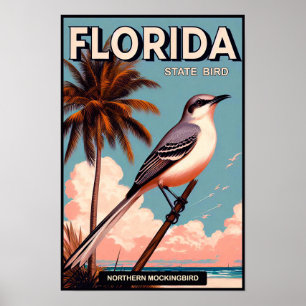 Poster Oiseau de l'État de Floride - Moqueur polyglotte V