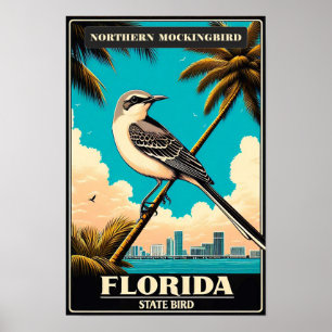 Poster Oiseau de l'État de Floride - Moqueur polyglotte V