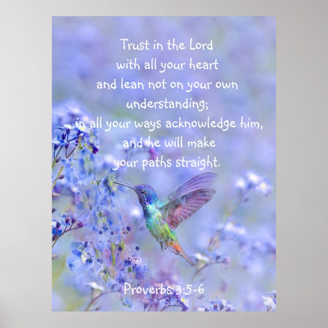 Poster Oiseau de mer Jardin bleu Floral BibleÉcriture (Devant)