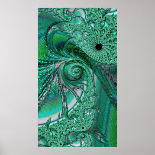 Poster Oiseau de Paradis Fractal Abstrait aux Pierres Ver
