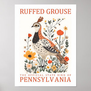 Poster Oiseau de Tétras rouffés de Pennsylvanie Voyage