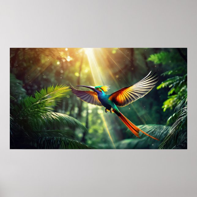 Poster Oiseau Du Paradis Volant - Art Print (Devant)
