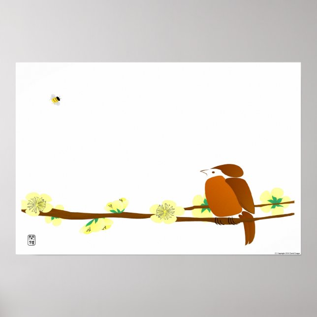 Poster Oiseau et abeille (Devant)