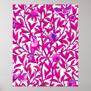 Poster Oiseau et grenade Art Nouveau, Fuchsia & Violet