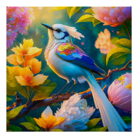 Oiseau Fantastique Geai à Ailes Arc-en-ciel