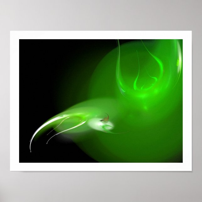 POSTER OISEAU LUMINEUX EN VERT (Devant)