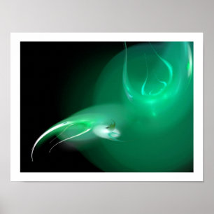 POSTER OISEAU LUMINEUX EN VERT