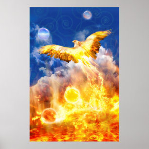 Poster Oiseau Phénix ÉLÈVE-TOI AU-DESSUS DE TES PROBLÈMES