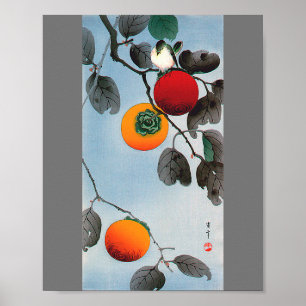 Poster Oiseau sur un Persimmon Tree, Watanabe Seitei