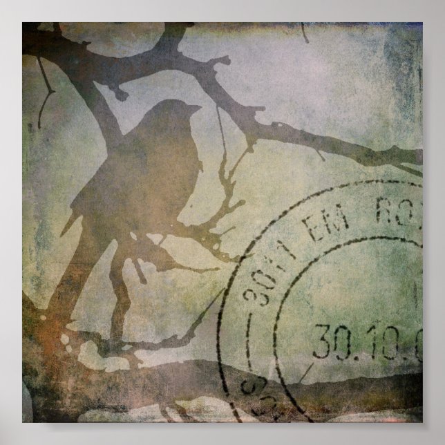 Poster Oiseau sur une branche (Devant)