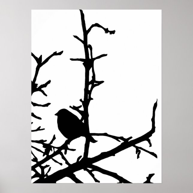Poster Oiseau sur une branche (Devant)