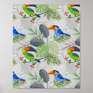 Poster Oiseau Toucan mignon, Motif de tous les jours, Aqu