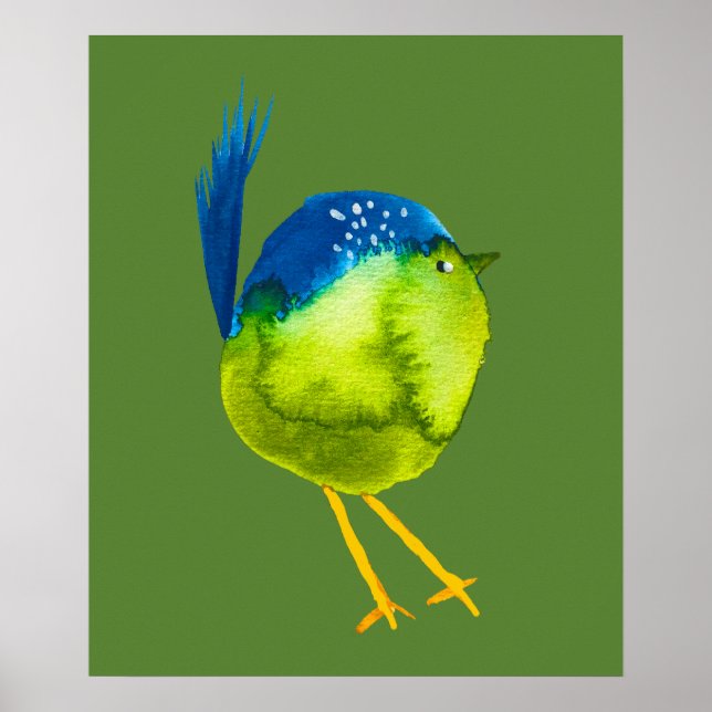 Poster Oiseau vert mignon (Devant)