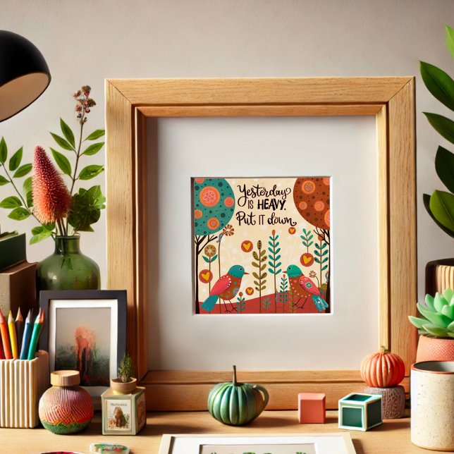 Poster Oiseaux amusants Hier Citation Inspirante Inspirib (Créateur téléchargé)