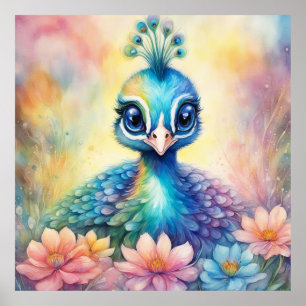 Poster Oiseaux arc-en-ciel Peacock 1