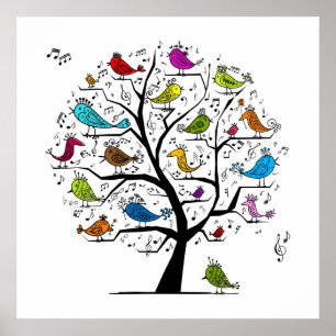 Poster Oiseaux Chanteurs Musicaux