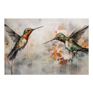 Poster Oiseaux d'aquarelle en vol