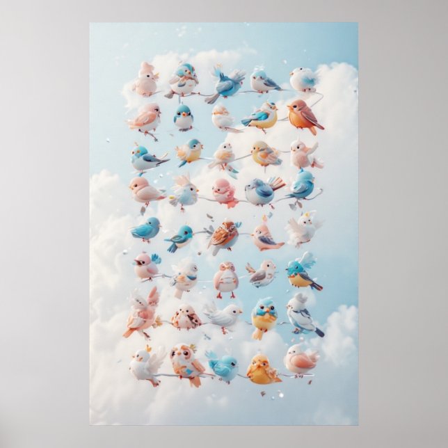 Poster Oiseaux de même plumage (Devant)