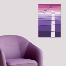 Oiseaux de mer rose pourpre au Sunset Vector Art