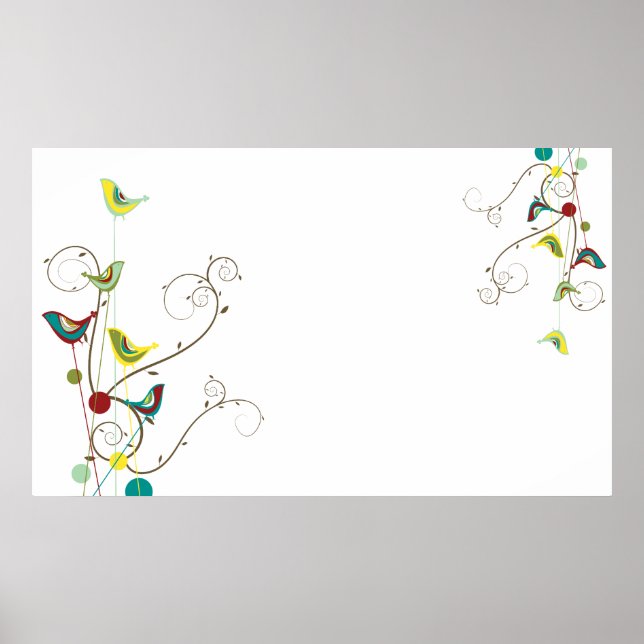 Poster Oiseaux d'été lunettes de soleil Vignes de nature  (Devant)