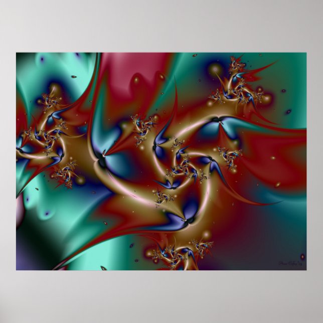 Poster Oiseaux du paradis fractal (Devant)