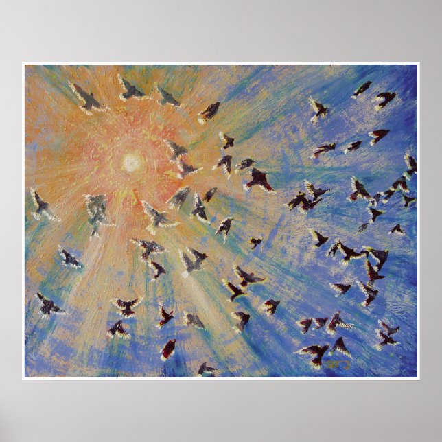 Poster Oiseaux en vol (Devant)