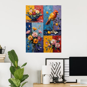 Poster Oiseaux et fleurs