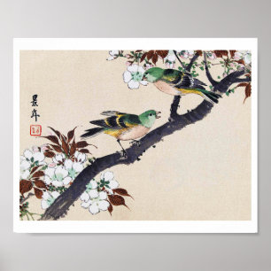 Poster Oiseaux et fleurs de cerisiers, Imao Keinen