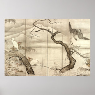 Poster Oiseaux et fleurs par Sesshū Tōyō