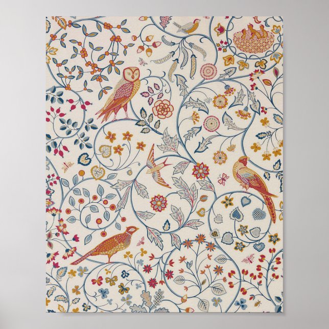 Poster Oiseaux et fleurs, William Morris (Devant)