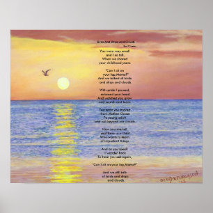 POSTER OISEAUX ET NAVIRES ET NUAGES POÈME COLLECTIBLE OCÉ