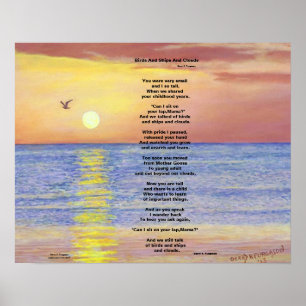 POSTER OISEAUX ET NAVIRES ET NUAGES POÈME COLLECTIBLE OCÉ