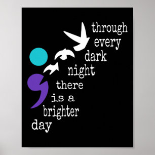 Poster Oiseaux Semicolon Cadeau Prévention Suicide Sensib