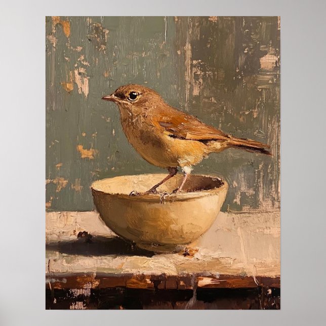 Poster Oiseaux vintages, Peinture d'antiquités (Devant)