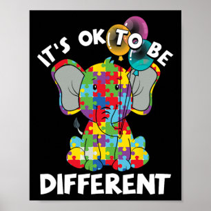 Poster Ok Be Different Autistique Elephant Bylloons Autis