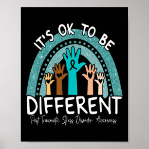 Poster Ok Be Different Rainbow Turquoise Ribbon Warrior P
