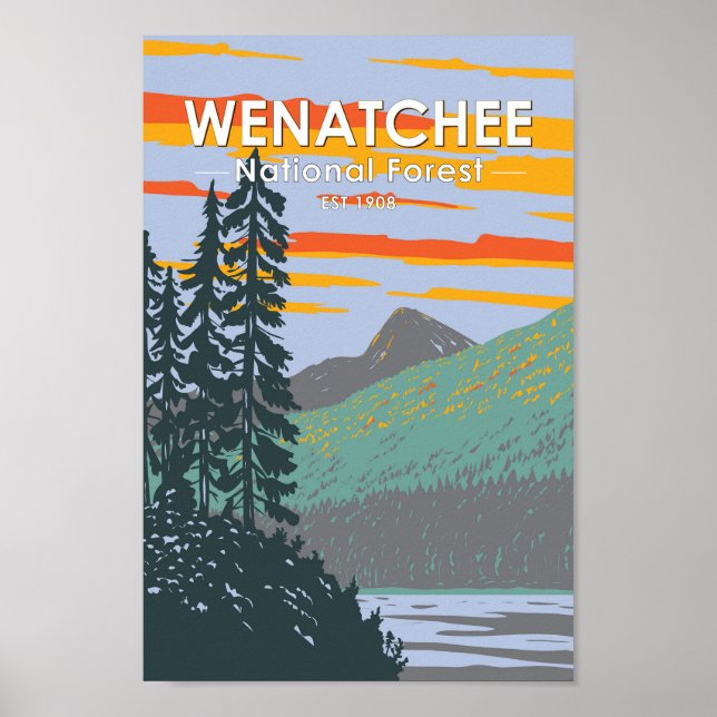 Poster Okanogan Wenatchee National Forest Washington (Devant)