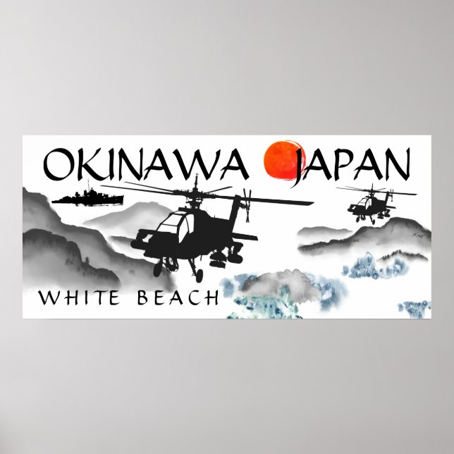 Poster Okinawa, Japon, White Beach Militaire (Devant)