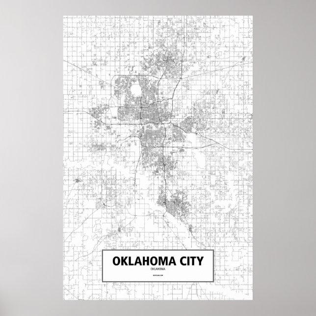 Poster Oklahoma City, Oklahoma (noir sur blanc) (Devant)