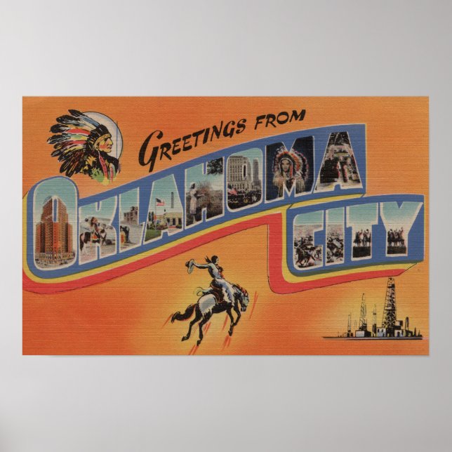 Poster Oklahoma City, Oklahoma - Scènes de grandes lettre (Devant)