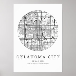 Poster Oklahoma City Oklahoma Street Plan de disposition