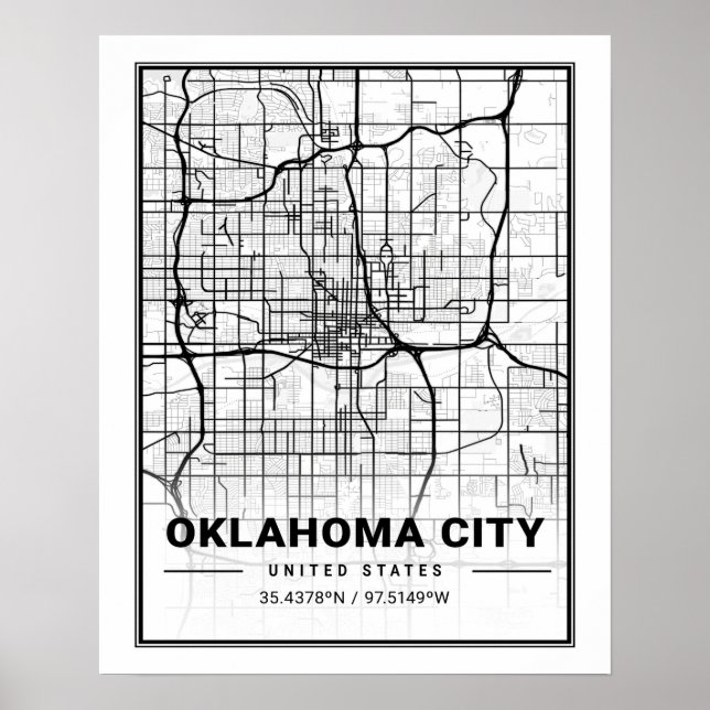 Poster Oklahoma City Oklahoma USA Travel City Plan (Devant)