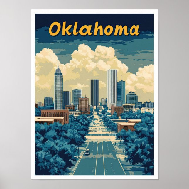 Poster Oklahoma États-Unis Illustration Vintage voyage (Devant)