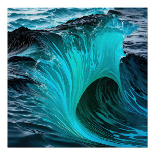 Poster "Ola Tiburón" Vague de requin bleu
