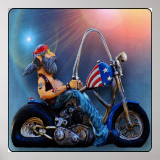 Poster Old American Biker (Devant)