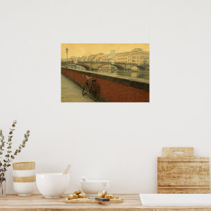 Poster Old bridge in Florence, Italy. Vintage photo