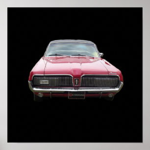 Poster Old classic mercury cougar red front end
