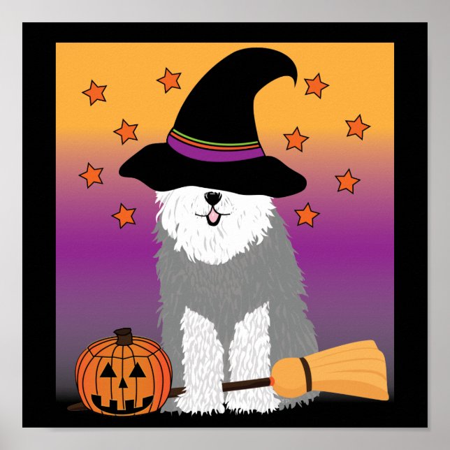 Poster Old English Sheepdog Witch (Devant)