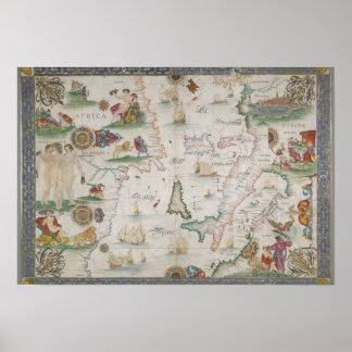 Poster Old fashioned Mediterranean sea map