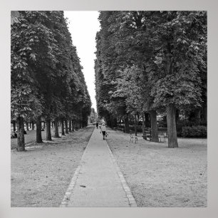 Poster old lady walking at park in paris